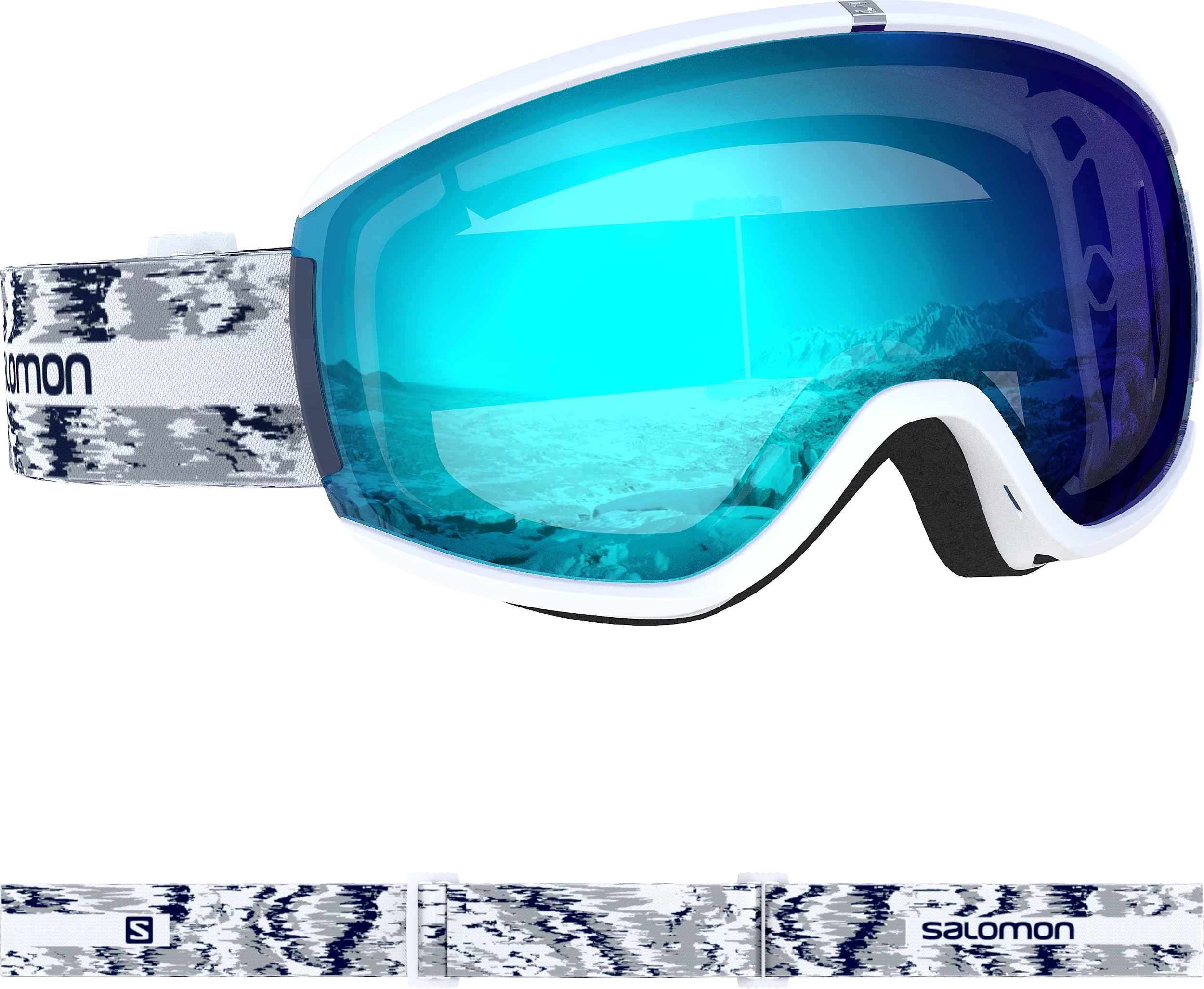 SALOMON Ivy White Glitch/ Uni Mid Blue női síszemüveg 
